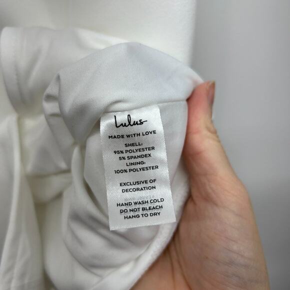 Lulus White Sleeveless Asymmetrical Slit Mini Dress Small Bridal Bachelorette - Picture 7 of 7